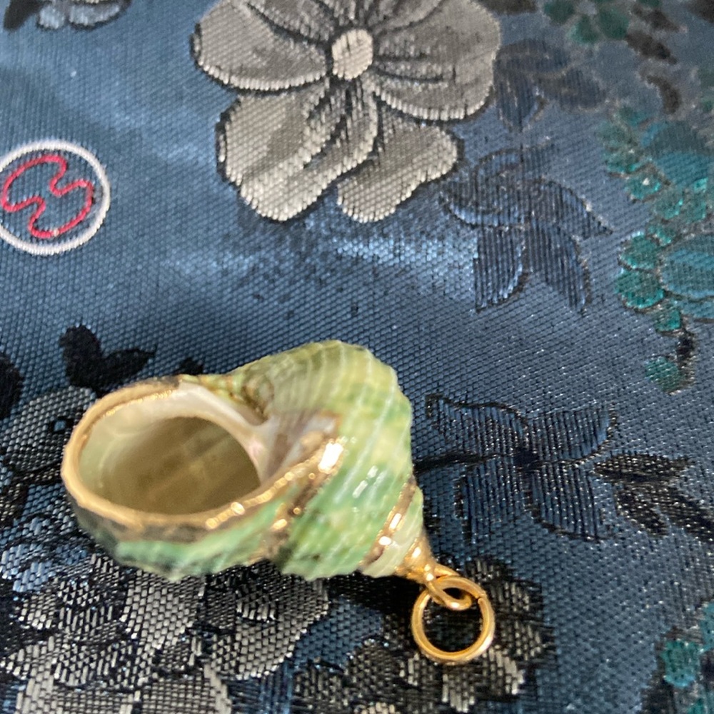 Pendant Made From A Little Shell Lined With Gold … - image 2